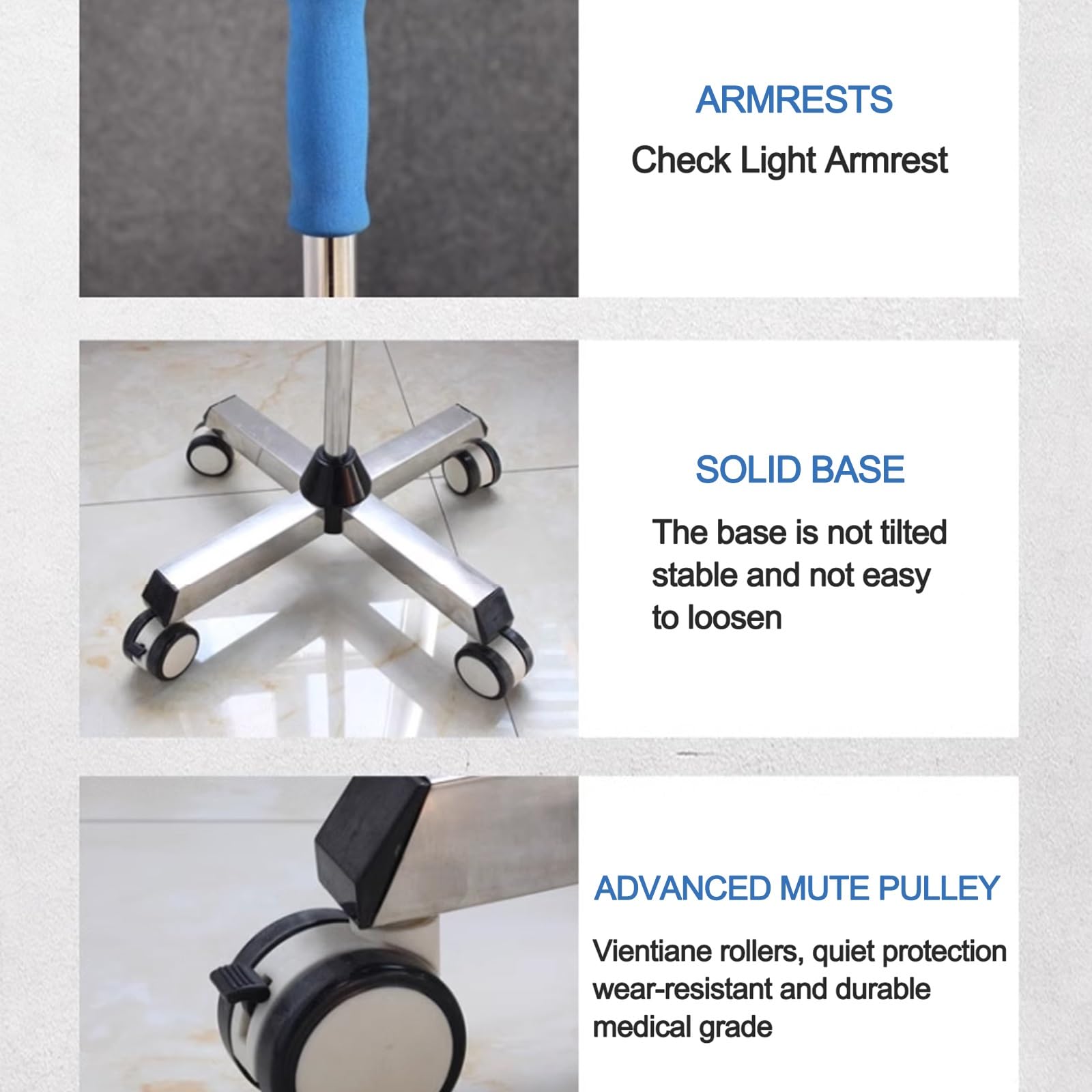 Luce for Esame Medico Dentale A Led, Luce Chirurgica Rimovibile A Pavimento, Luce for Esame Medico Regolabile In Altezza Con Base In Acciaio Inox A Rulli for Ambulatorio, Salone Di Bellezza
