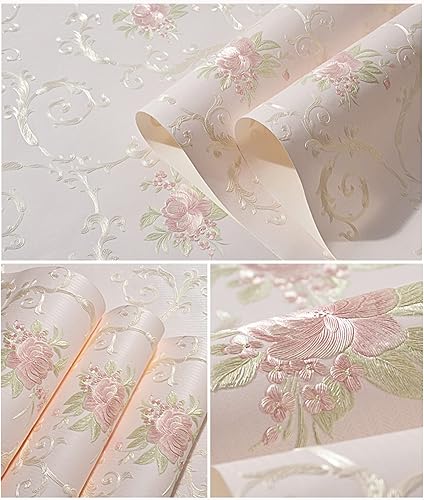 Miniatura 2 de Papel tapiz vintage 3D floral para despegar y pegar, papel tapiz de damasco con estampado floral en relieve, autoadhesivo, no tejido, papeles