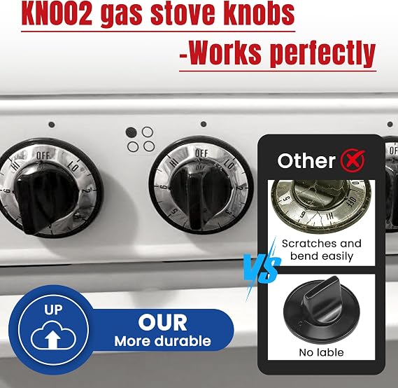 KN002 Stove Knobs Replacement for Roper Whirlpool Electric Stove - 5 Pack