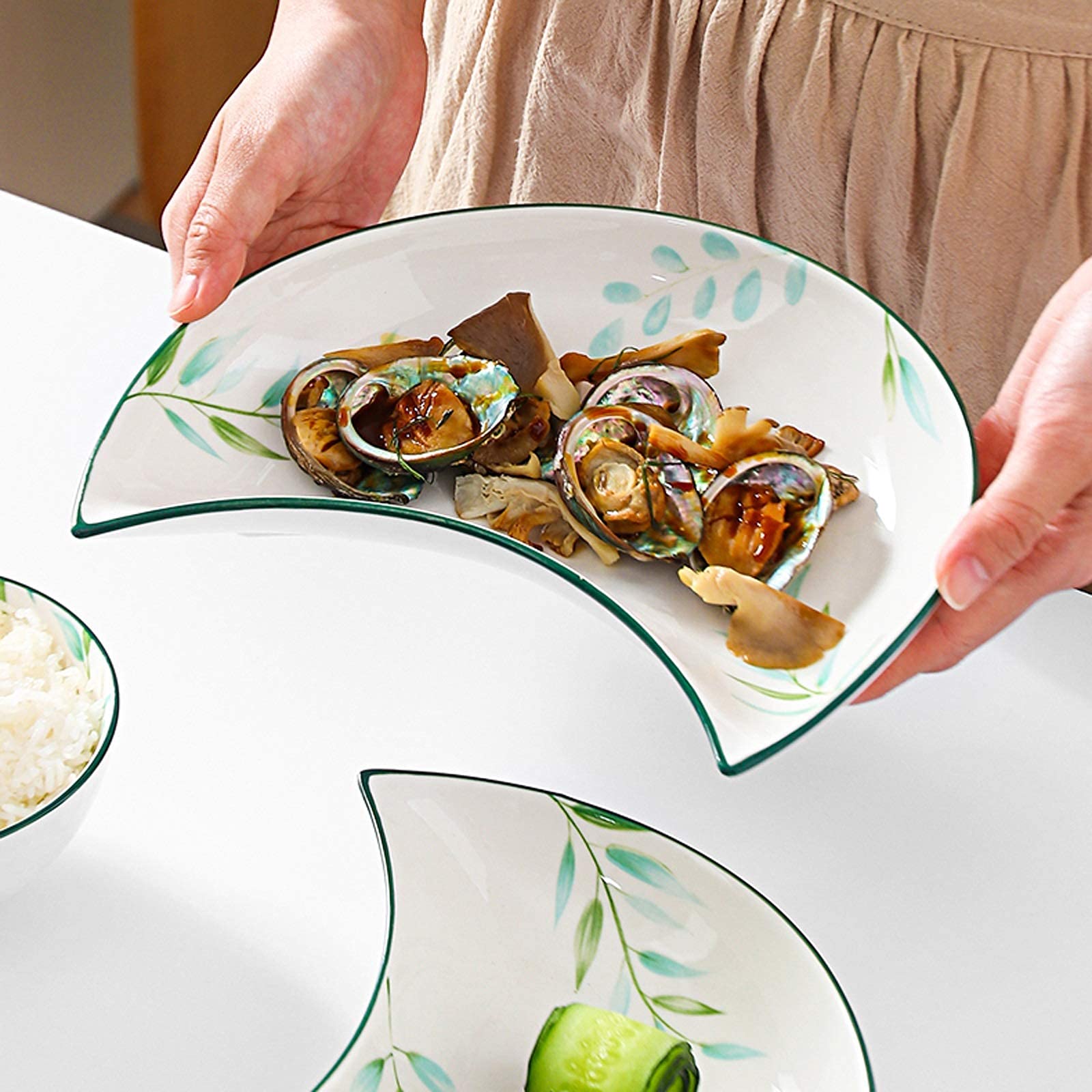 Piatto per condimenti 5 Pezzi Piatto da Pranzo per la casa Set da tavola in Ceramica Piatto per Salse Ciotole per Immersione in Salsa di soia Squisito Piatto da Dessert (B