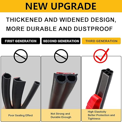 Miniatura 5 de Tira de sellado de puerta de automóvil de 59 pies, burlete de doble capa en forma de L, insonorizante, autoadhesivo para puerta de automóvil (59.1