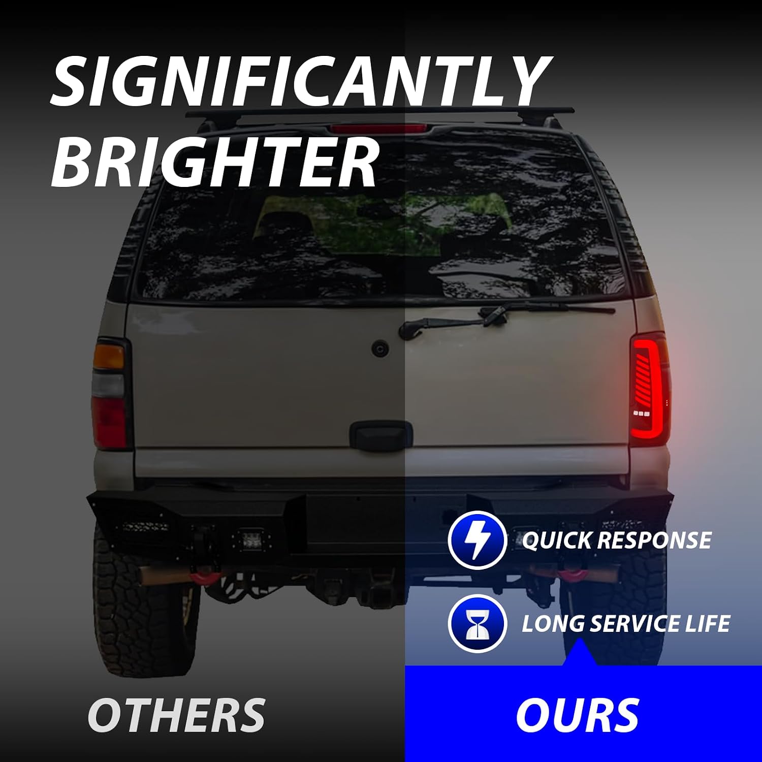 Boxlight Full Led Tail Lights fit for 2000-2006 Suburban Led Tail Lights Somked Len Compatible with 2000-2006 Tahoe Tail Lights Assembly Clear Rear Tail Lights