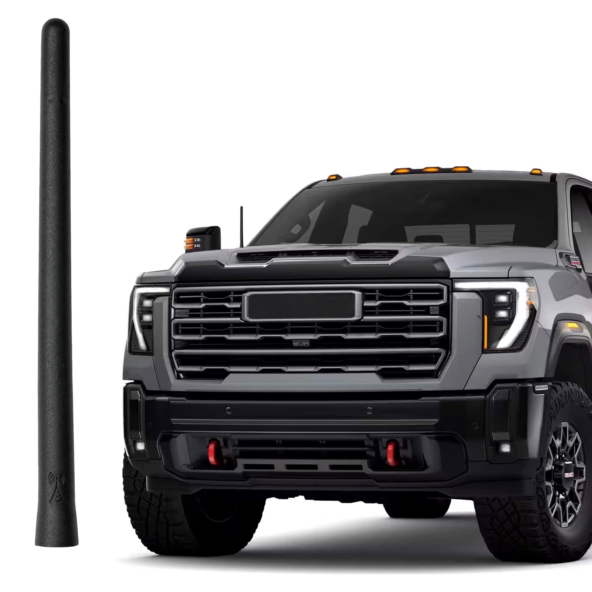 AntennaMastsRus - The Original 6 3/4 INCH is Compatible with GMC Sierra 2500 (2020-2025) - Car Wash Proof Short Rubber Antenna - Reception Guaranteed - German Engineered - Internal Copper Coil
