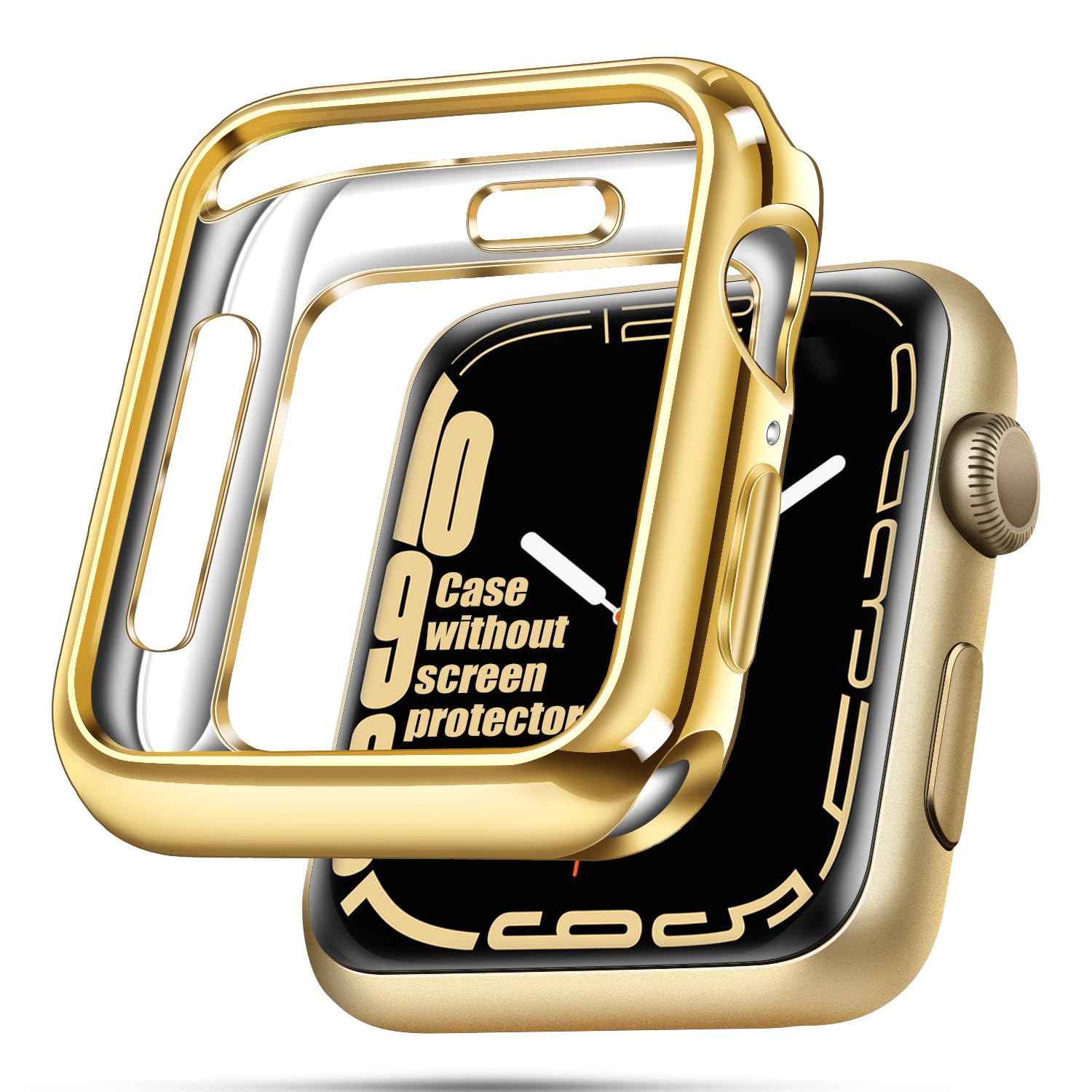 top4cus 41mm Case Soft Flexible Lightweight Anti-Scratch Overall Protective 41mm Iwatch Waterproof Cover Case Shiny Workout Shockproof Bumper Compatible with Apple Watch Series 9/8/7 - Gold