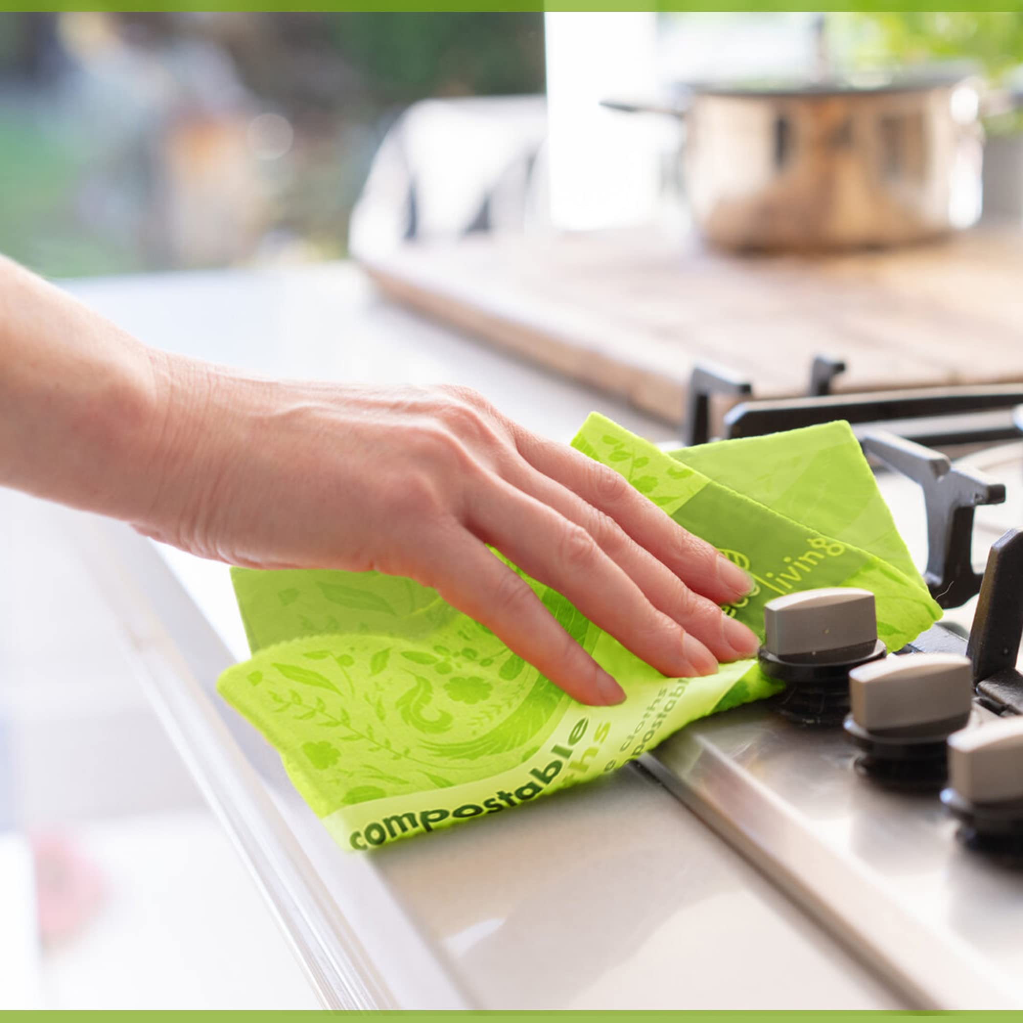 EcoLiving Panni In Spugna Compostabili 2 Pezzi – Ecologici, Senza Plastica, Certificati Oeko-Tex