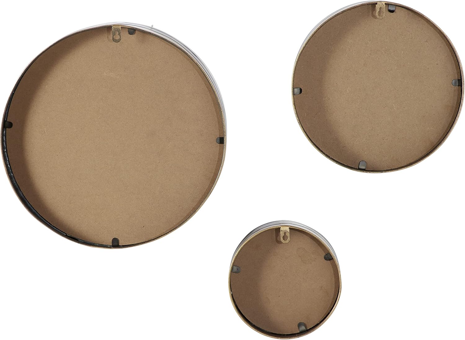 Set of 3 Round Bronze and Wood Wall Mirrors