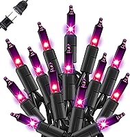Vista 1 de Dazzle Bright Luces de Halloween moradas, 40 pies, 200 unidades, impermeables, incandescentes, enchufables, decoraciones de Halloween conectables