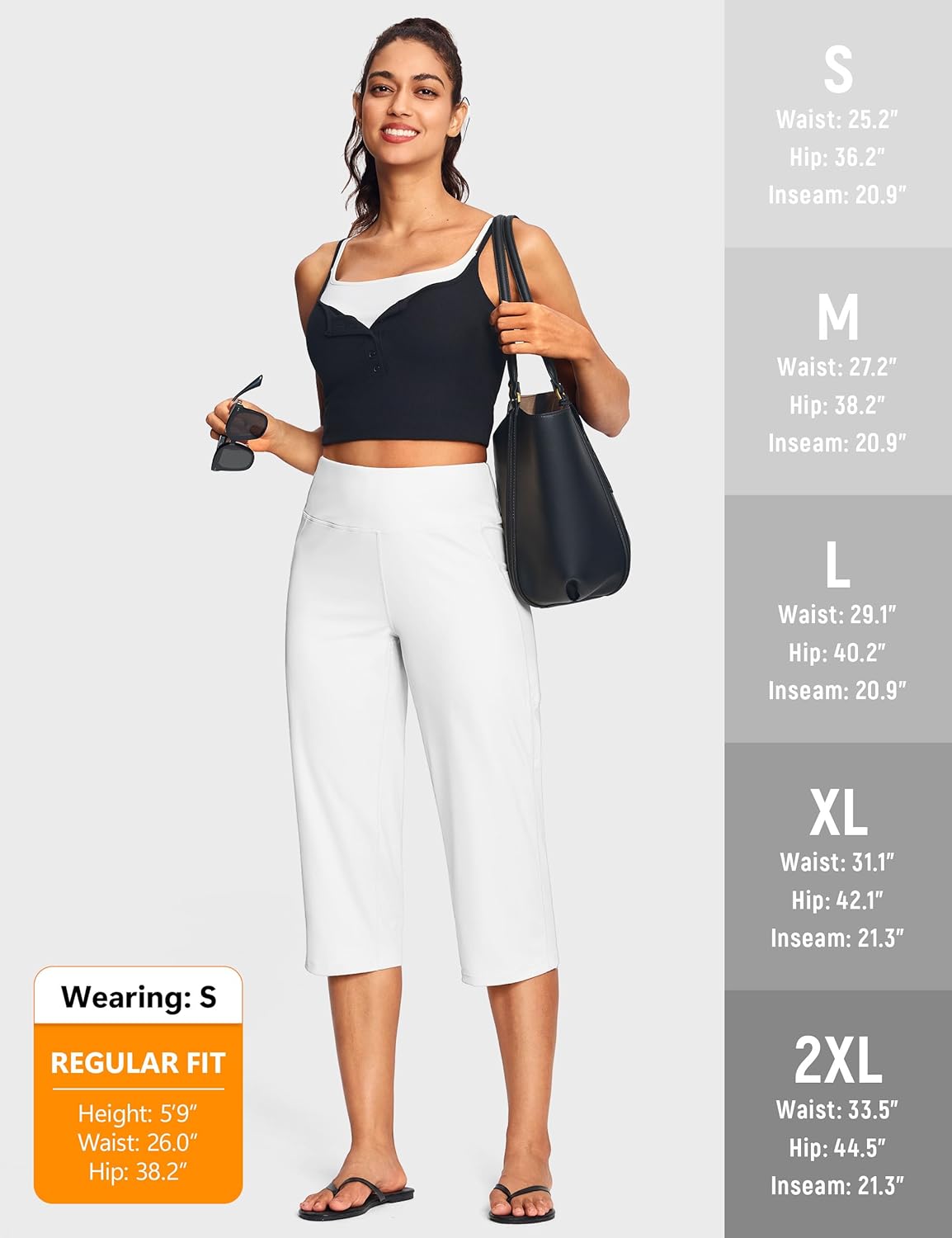 15"/ 18"/ 21" Capri Pants for Women High Waist with Pockets Women's Capris Workout Yoga Pants Loose Straight Leg - Image 6