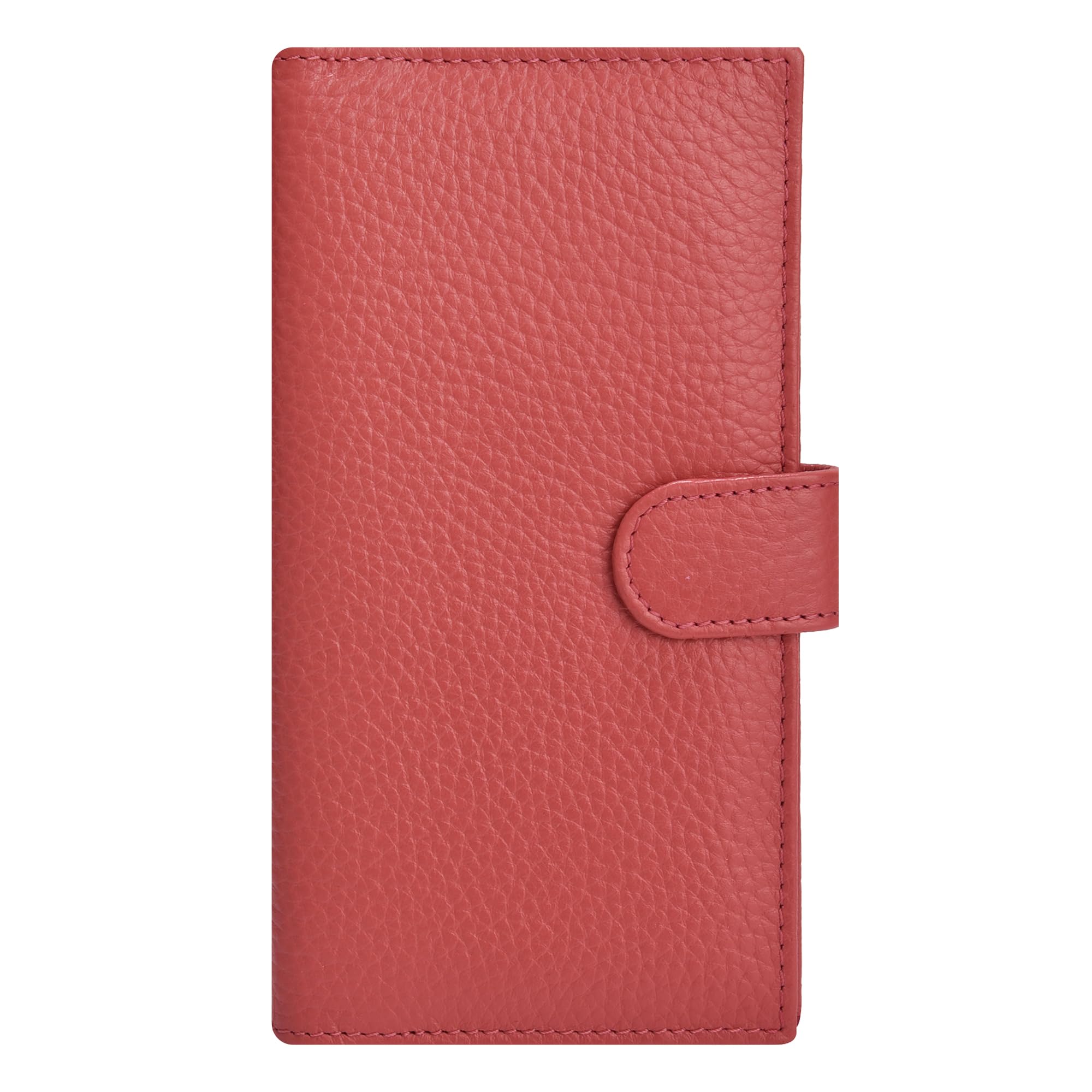 Oak Leathers Checkbook Cover for Men & Women -RFID Slim Wallet Pen Holder Credit Card Gift Duplicate Checks Minimalist Design (Rose)