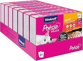 Vitakraft Poésie Délice, Katzenfutter nass, Multipack, in feiner Soße, mit Huhn, Pute und Rind, für ausgewachsene Katzen, ohne Zusatz von Zucker und Getreide, als Vorratsgröße 7x (510g) product image