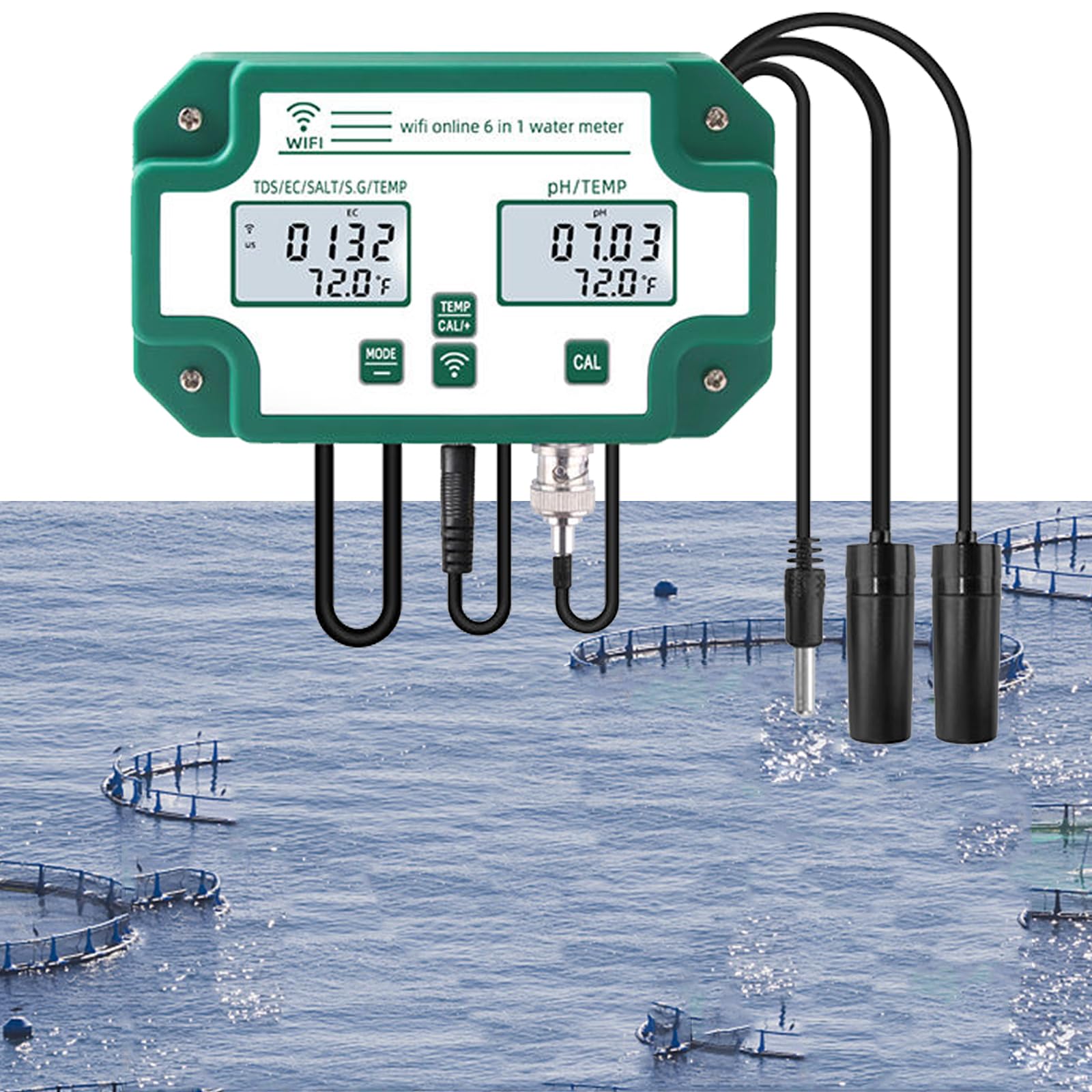 6 In 1 Online Water Quality Detector,Water Ph Quality Sensor Analysis Instrumentation, Smart Home Products Multi Parameter,TDS/EC/PH/Salinity/G.S/Temperature Tester PH Meter