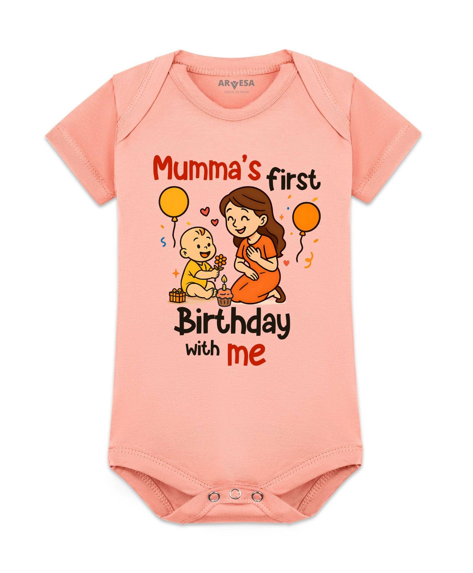 Baby Romper Mom Birthday Theme for Baby Boy and Baby Girl Cotton 0–12 Months Design No 2032 - Mumma First Birthday With Me-image-19