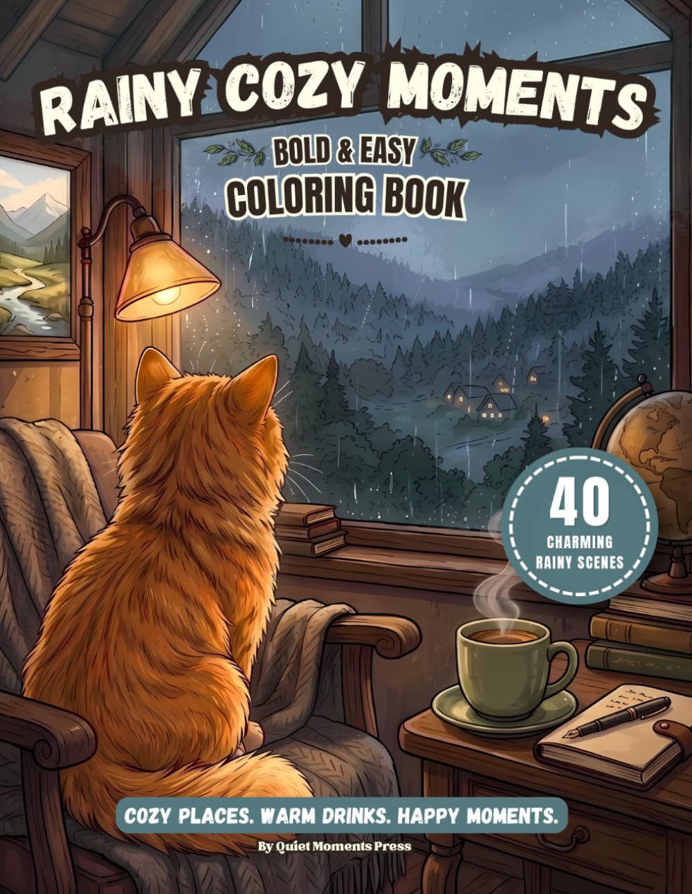 RAINY COZY MOMENTS: A Bold And Easy Coloring Book for Adults
