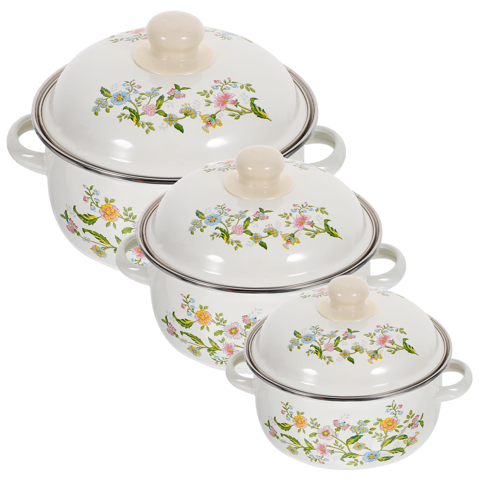 Mini marmites émaillées NUOBESTY lot de 3 casseroles à fond plat induction