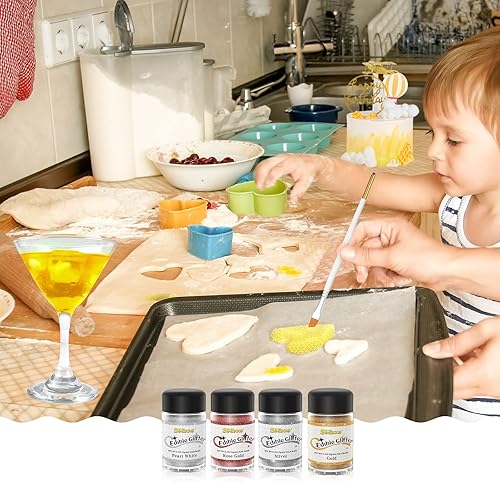 Miniatura 6 de Polvo comestible brillante para bebidas 4 colores polvo de brillo comestible de grado alimenticio SIMEKKO para pasteles bebidas fresas y fondant