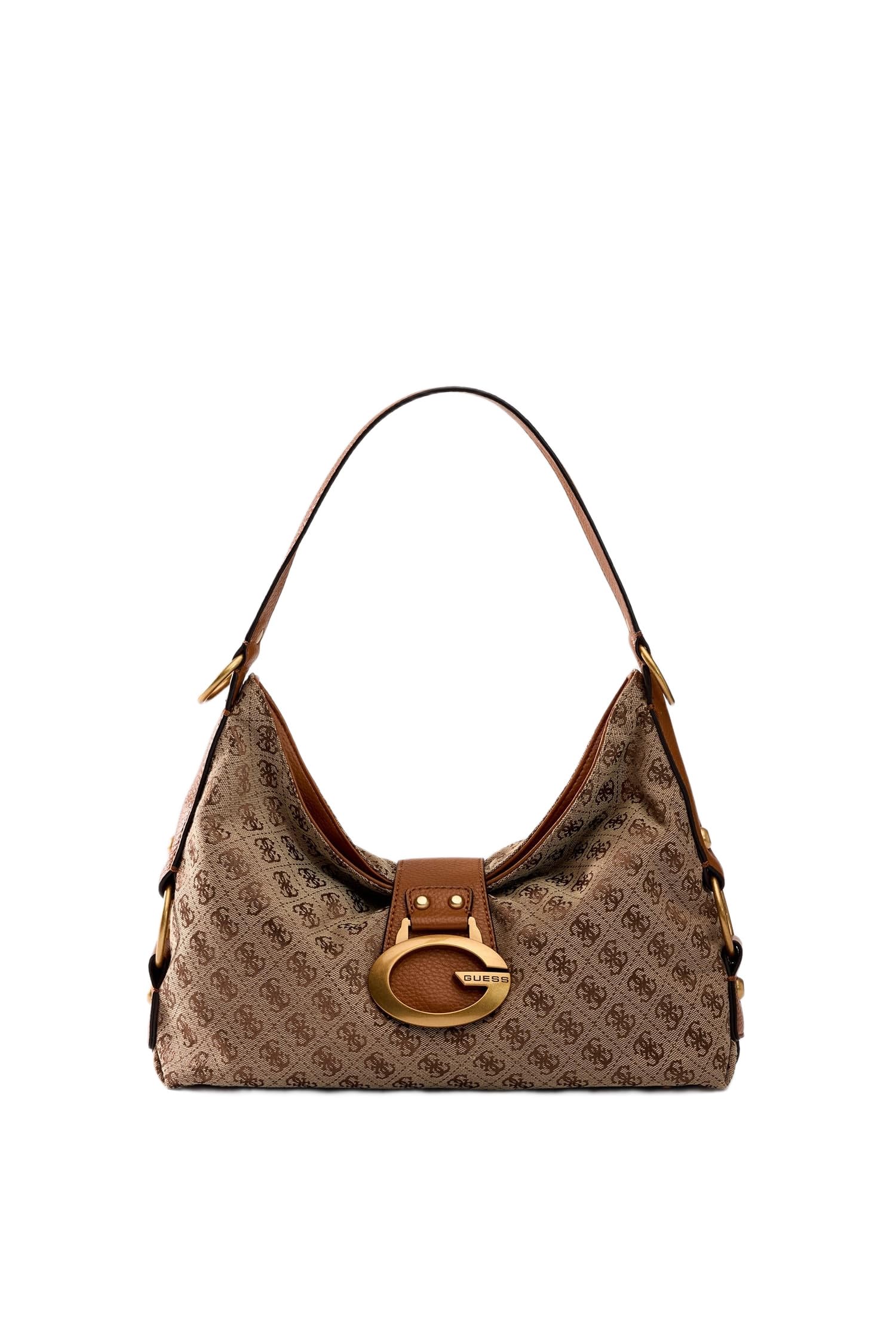 GUESS Schultertasche Camden Shoulder Bag Latte Logo/Cognac braun