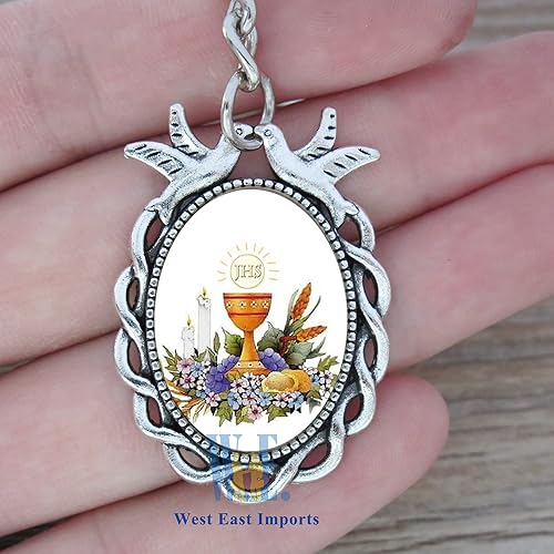 Miniatura 3 de Llavero Primera Comunión (12 PCS) Útil Comunión Recuerdos de Primera Comunión, plateado