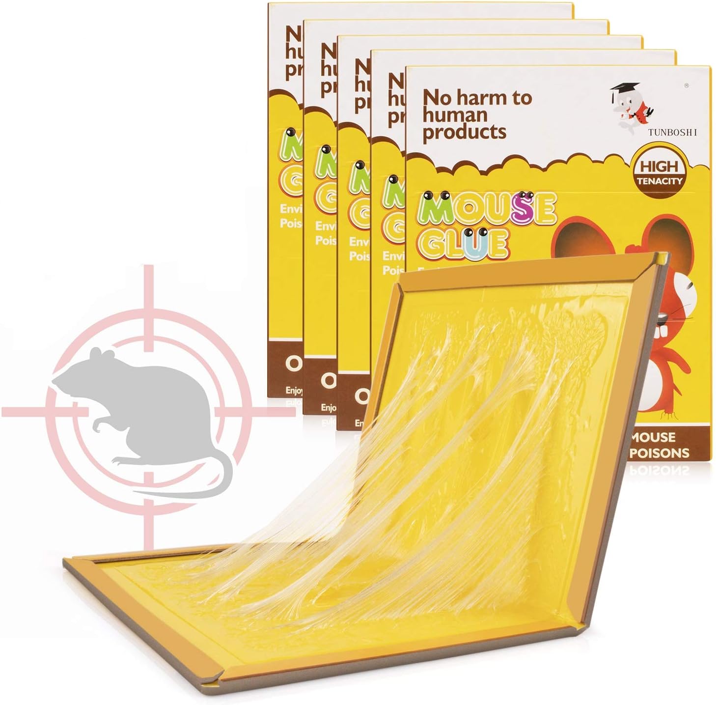 Big Devil Mouse Trap, Mouse Glue Traps, Mouse Glue Boards, Mouse Glue Trap, Mouse Size Glue Traps Sticky Boards(5 Pack)