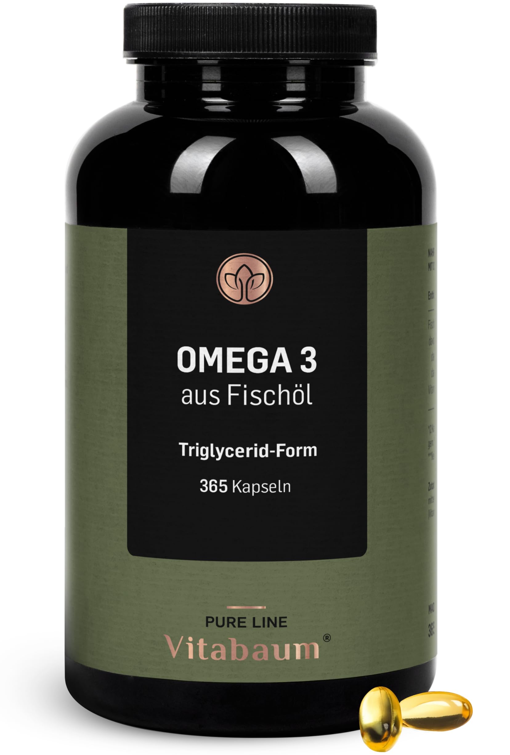 Omega 3 Capsules - 2000mg Fish Oil per Daily Dose - 365 Capsules - with EPA and DHA in Triglyceride Form - High Bioavailability - Gluten Free, Lactose Free - 6 Month Supply