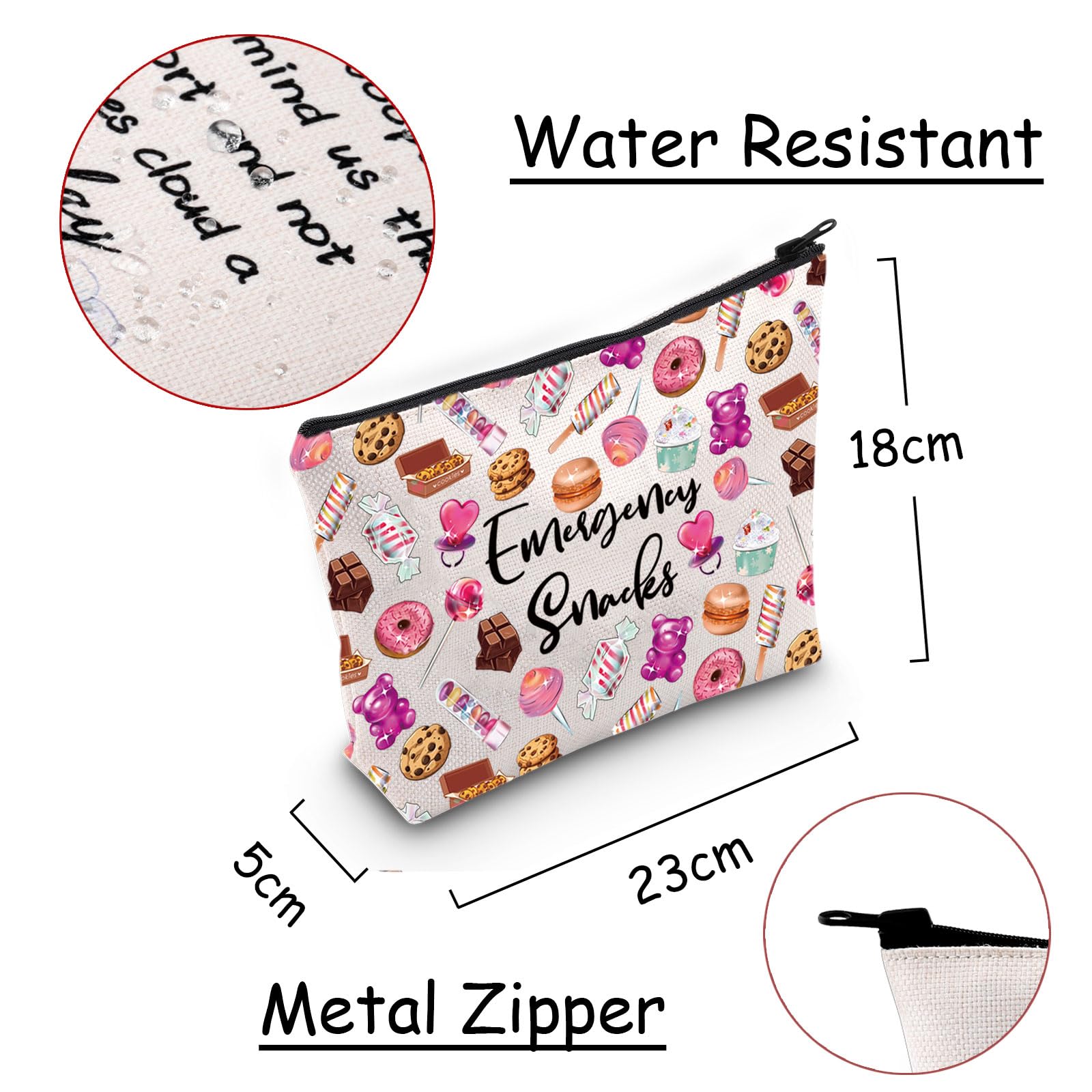 JXGZSO Emergency Snacks Food Storage Bag Foodie Reusable Zipper Pouch Food Safe Bag Snack Lover Gift (Emergency snacks Bag)