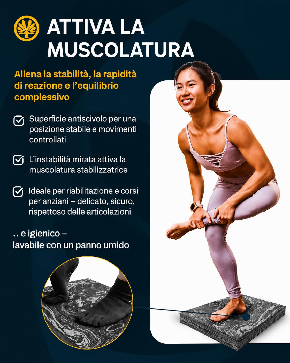 Oliver Tavola di Equilibrio Pedana Propriocettiva per Fitness e Fisioterapia Balance Board Antiscivolo per Allenamento Adulti Core Stability