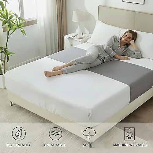 Miniatura 2 de Sábanas de tierra, 10 % fibra de plata pura + 90 % algodón orgánico, sábana bajera de media tierra, talla única para todas las camas (gris, 24 x 108