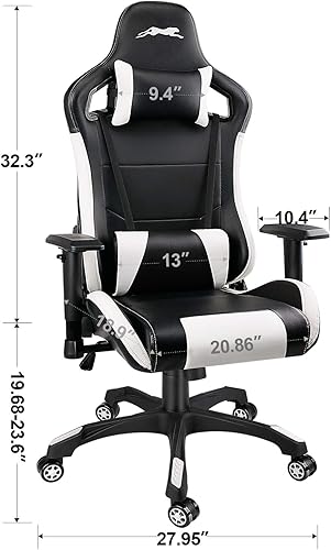 Miniatura 10 de Leopard - Silla de juegos con respaldo alto, silla de oficina de piel sintética, sillas de videojuegos ajustables, silla giratoria de carreras con