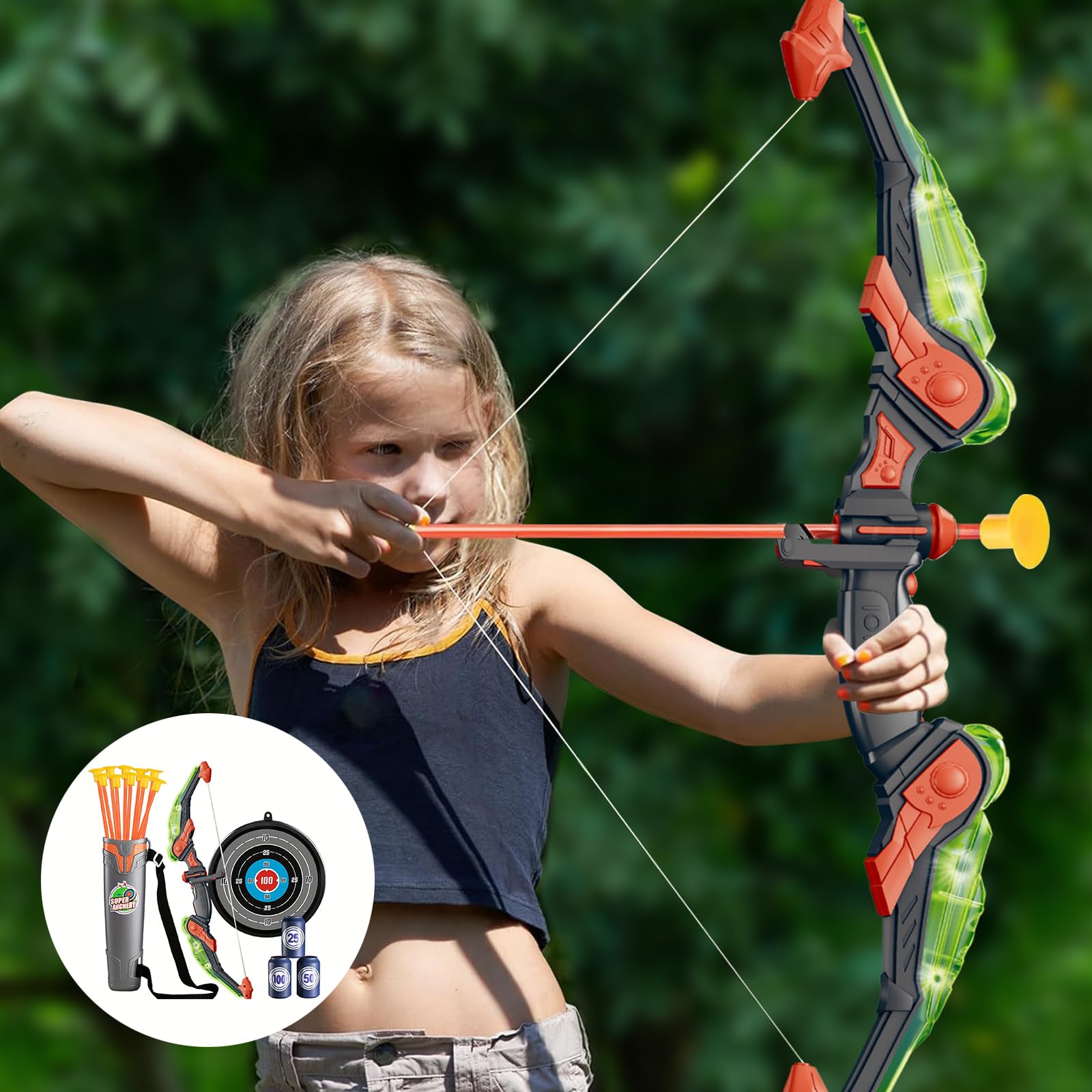 Kit De Tir à L'Arc Pour Enfants Avec Flèches à Ventouses - Cible Mobile Incluse - Jouet Sécuritaire