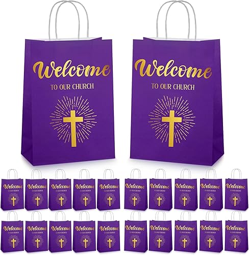 Chuangdi 50 bolsas de regalo de bienvenida para la iglesia, bolsas de bienvenida religiosas, bolsas de regalo de bienvenida a nuestra iglesia, para