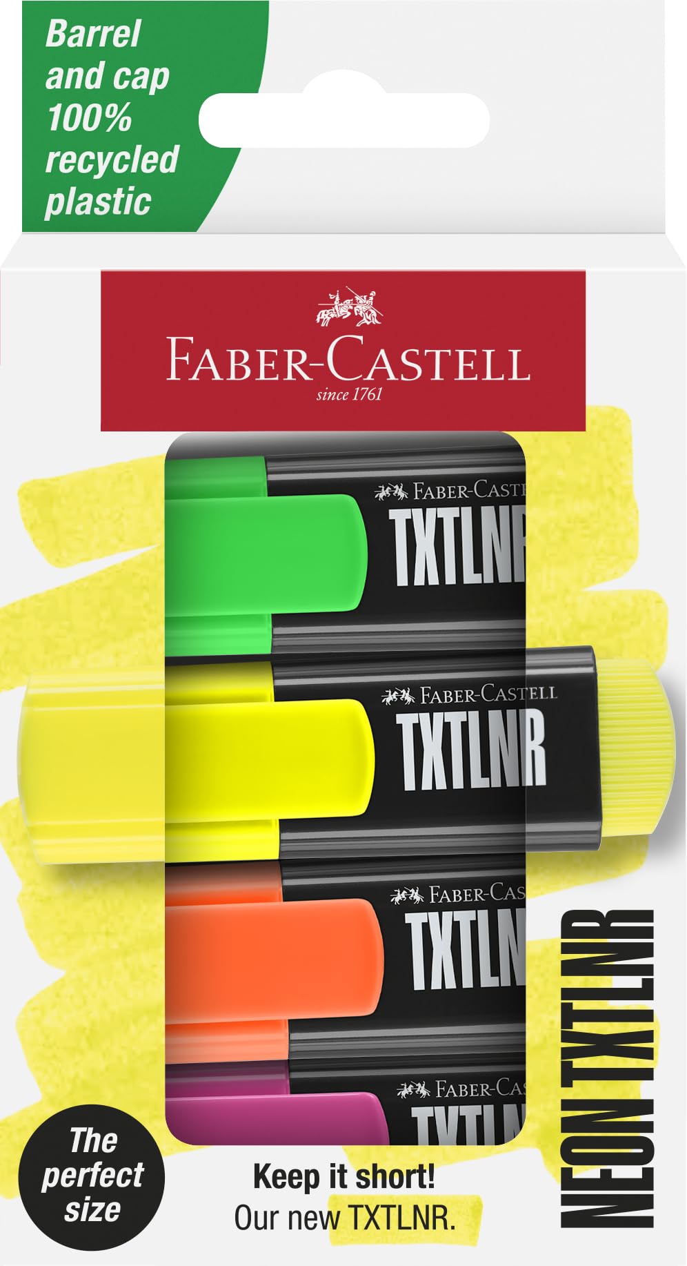 Faber-Castell 154204 - Pack of 4 Fluorescent Markers TXTLNR - Neon