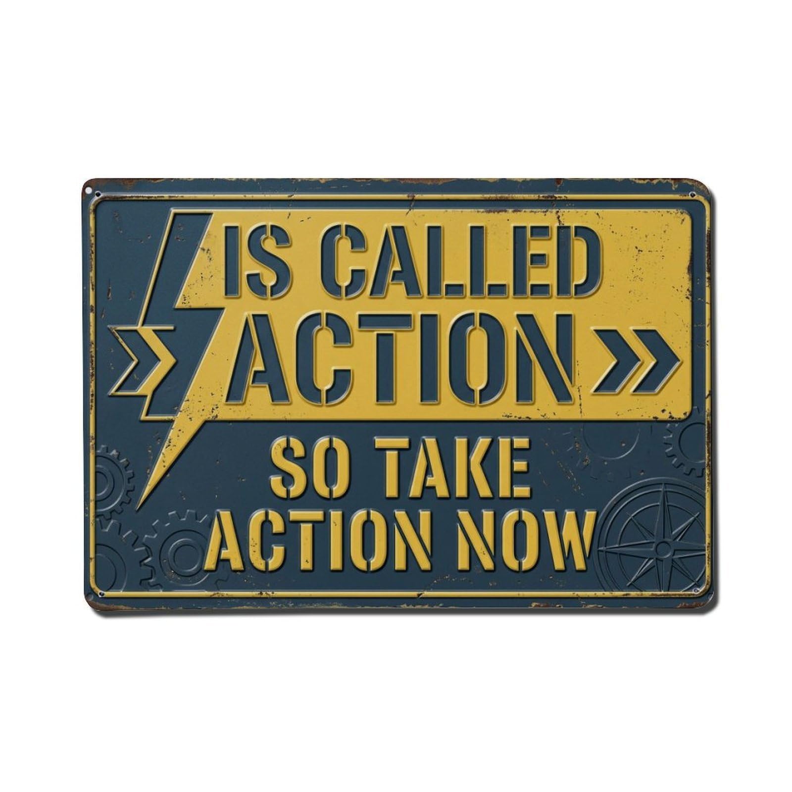 Action Today Success Inspiration Retro Motivational Slogans Metal Tin Sign Wall Decor for Cafe, Club, Garden Metal Poster 8x12Inch