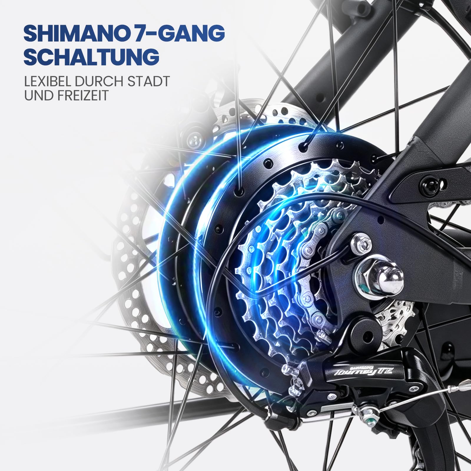 E Bike Damen Herren, 26 Zoll Elektrofahrrad bis zu 90 km Reichweite, 250W Motor 55 Nm, 36V 13Ah Akku, Shimano 7-Gang Schaltung, Scheibenbremsen, für Pendeln, Einkaufen und Freizeit
