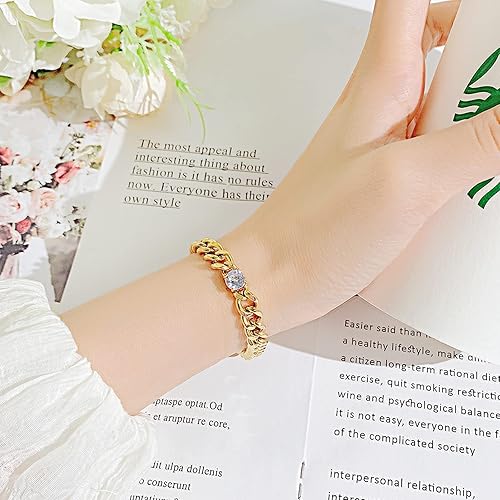 Miniatura 3 de Pulsera ajustable chapada en oro de 14 quilates con circonita de plata 925 chapada en oro para hombres y mujeres