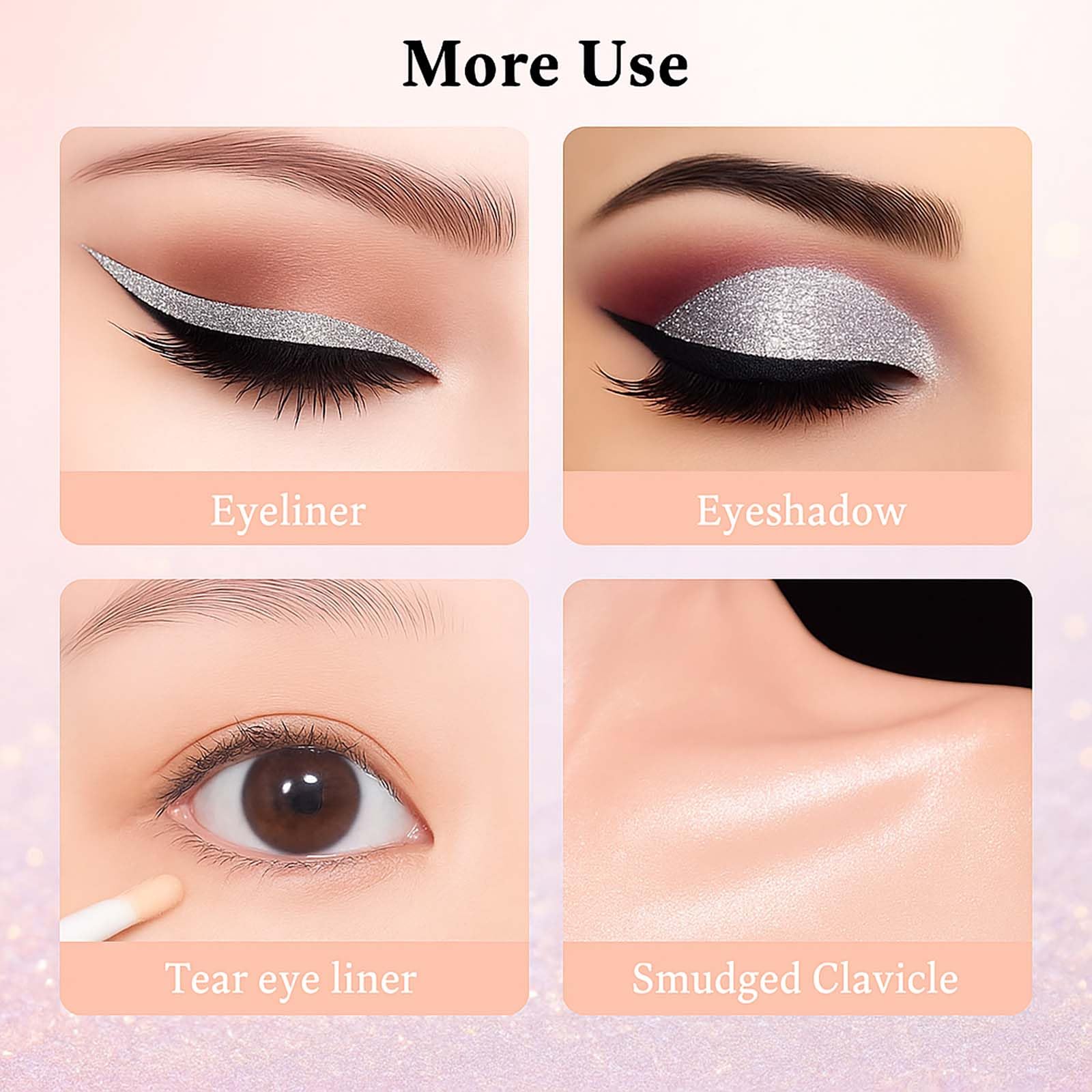 Star Silver Glitter Eyeliner Liquid with Metallic Shimmer, Highly Pigmented, Waterproof - Image 4