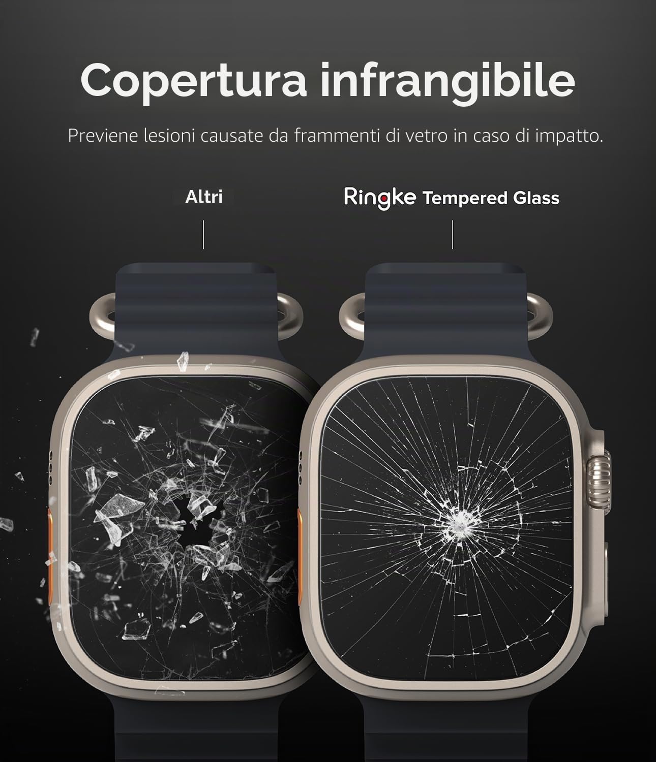 Ringke Glass per Pellicola Apple Watch Ultra 3/2 / 1 | 4 pezzi, vetro temperato, trasparente, facile installazione