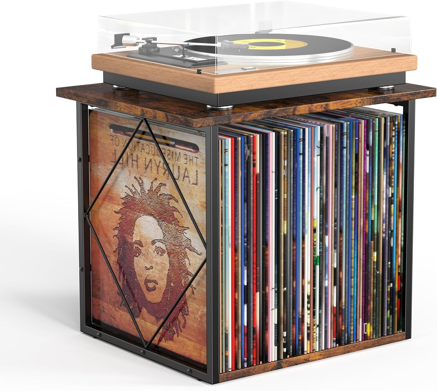 OGFC 58470 Record Storage Holder and Shelves for 70-100 Lps, Vinyl Records and Holder for Display Albums, Vinyl Record Shelf ; Display Frame for Albums, Magazine, Book, File, for 12" Turntables