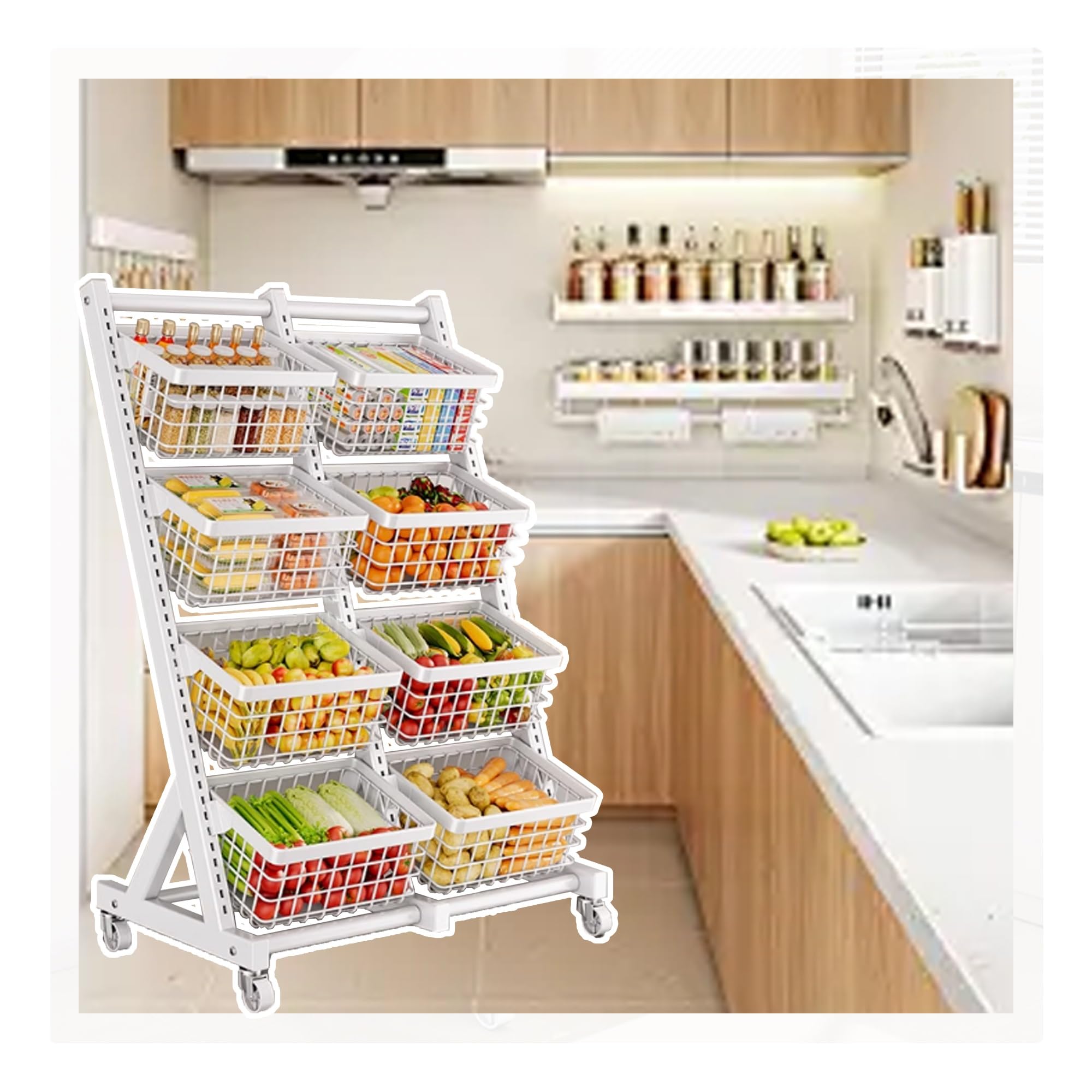 IEOWY 4-Tier White Candy Snack Rack Display Stand - Floor-Standing Kitchen Storage Shelves for Retail & Home Use, Ideal for Chips & Snacks Organization