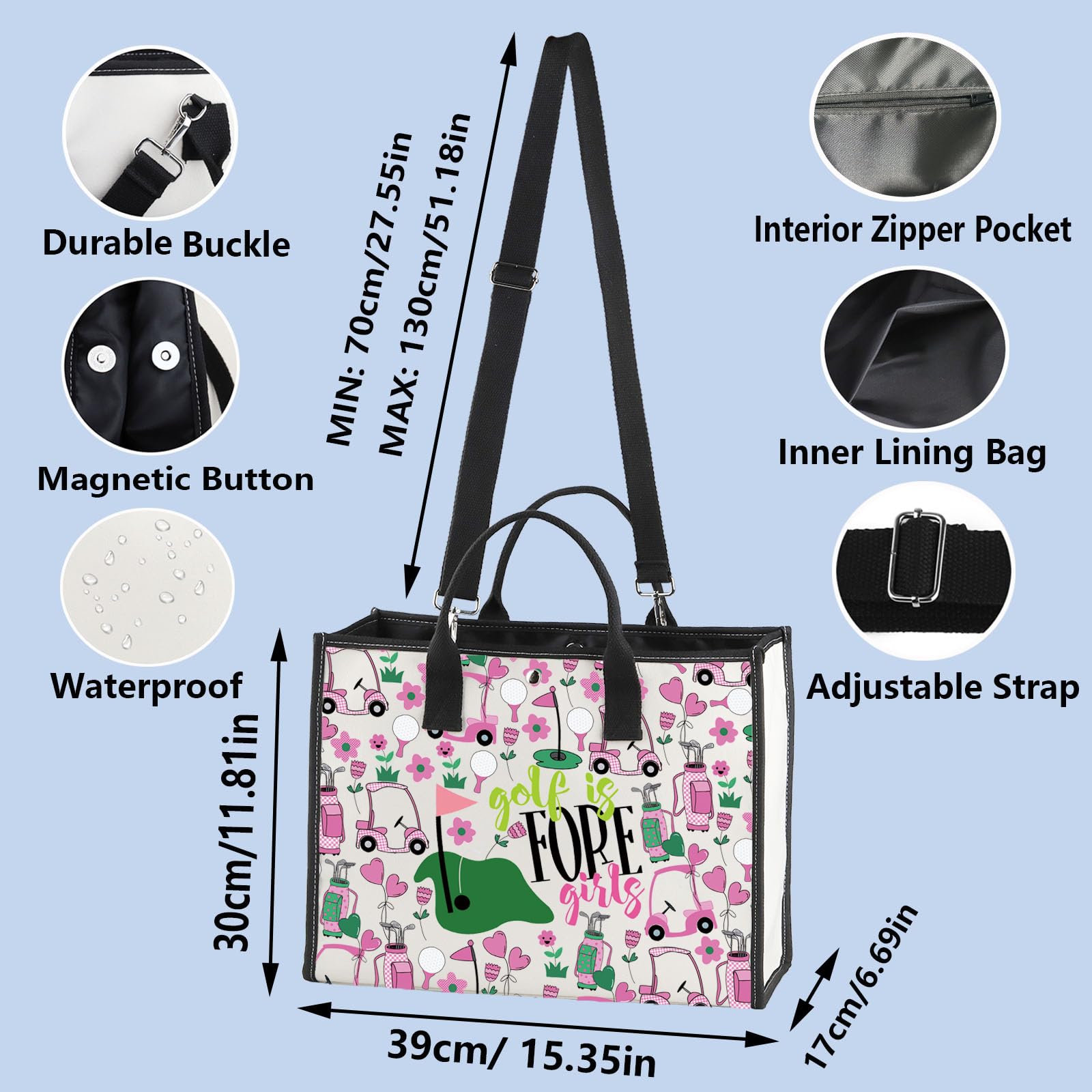 WZMPA Golf Girl Cosmetic Makeup Bag Lady Golf Gifts Golf Is Fore Girls Zipper Pouch Bag for Golf Lover Golf Player Golf Girls BG - Image 2