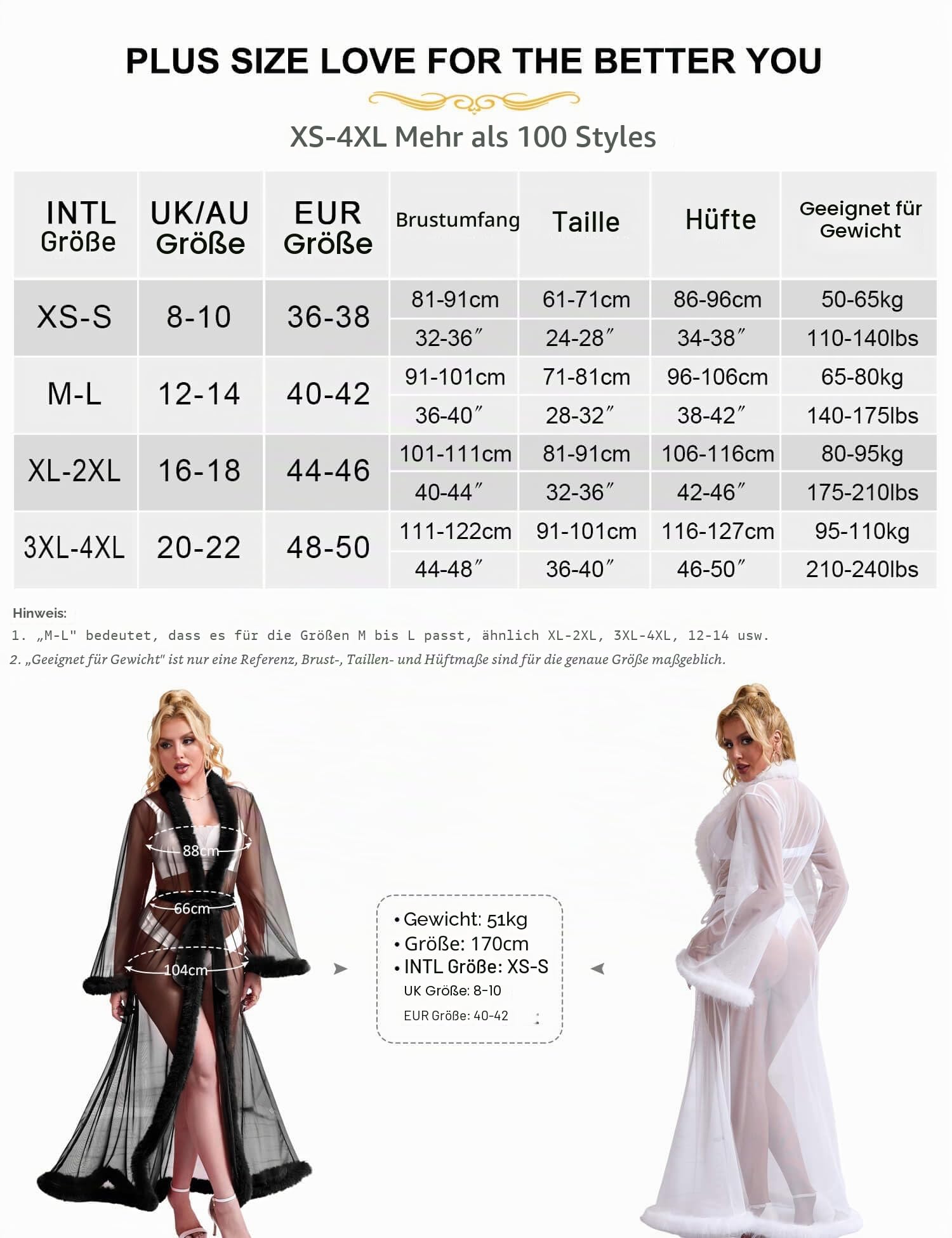 ohyeahlady Morgenmantel Damen Sexy Kimono Tüll mit Kunstnerz-Fellstreifen Erotisch Lang Durchsichtig Dessous Mesh Robe Nachtwäsche Große Größen Bikini Cover Up Negligee Bademantel mit Gürtel