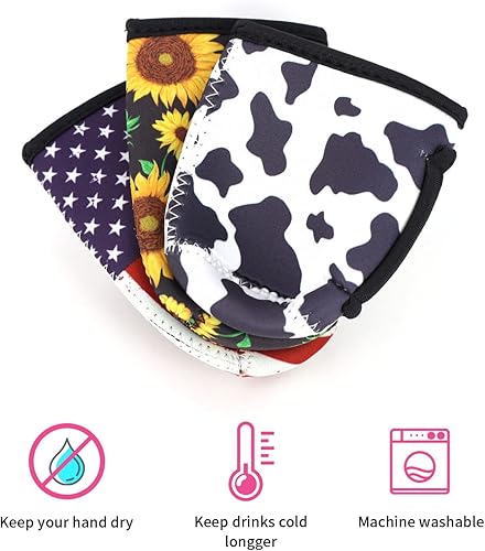 Miniatura 4 de Paquete de 3 fundas aisladas de neopreno reutilizables con asa para refrescos, bebidas energéticas, pop, cerveza, seltzer duro, latas coosies para