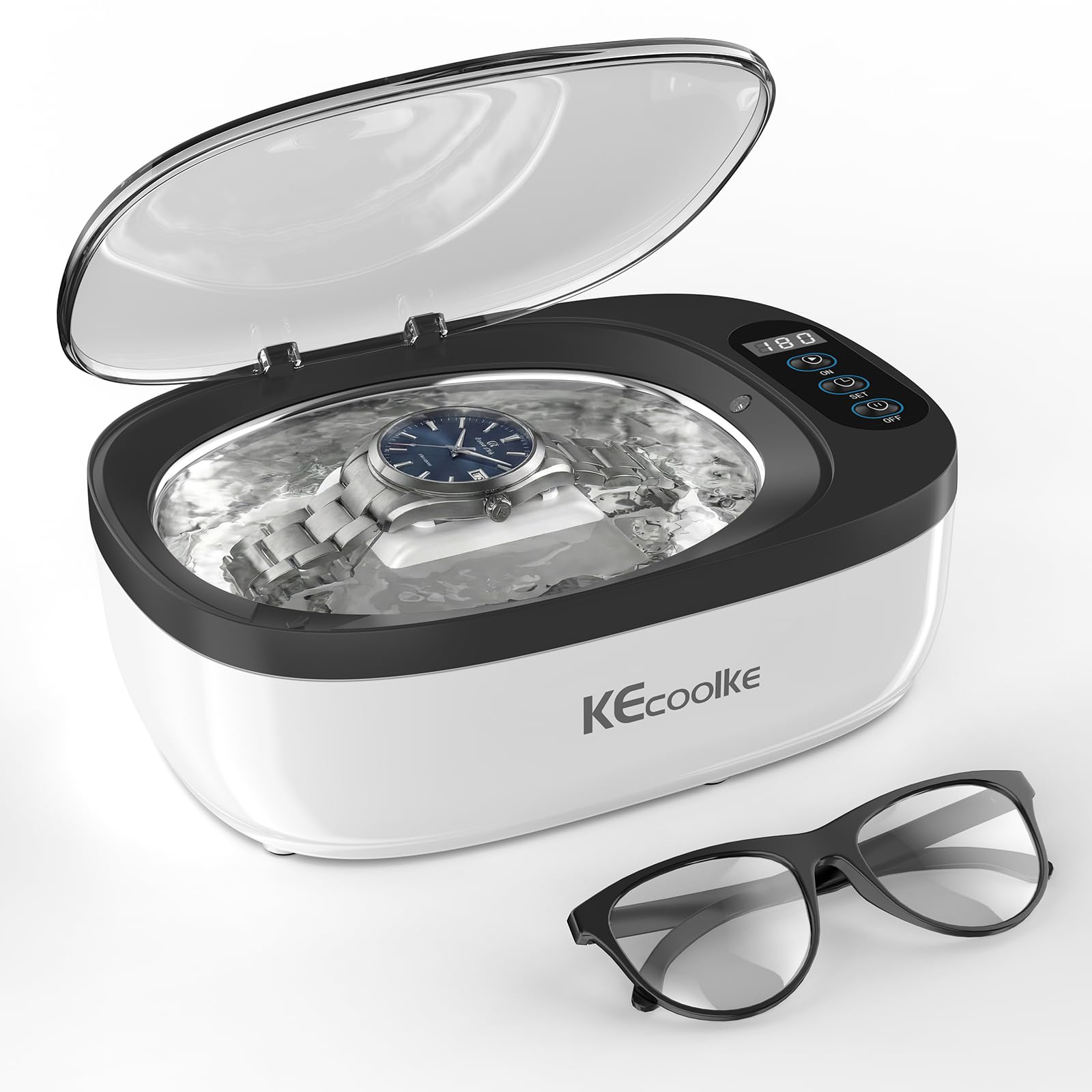 Ultraschallreinigungsgerät Ultraschallreiniger Ultraschallgerät KECOOLKE Sonic Cleaner mit digitalem Timer für Brillen, Ringe, Münzen, Fingerringe, Geld
