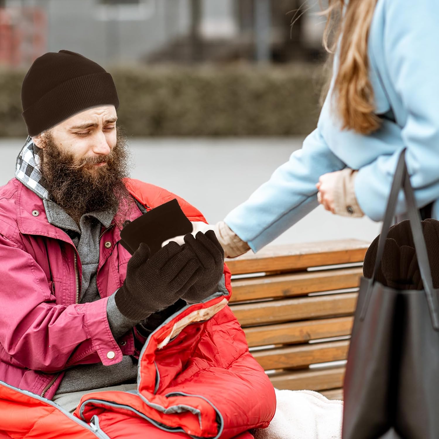 Hillban Bulk Homeless Gloves Beanies Hats Neck Warmers Socks Set Winter Donation Charity Care Bundle Pack for Men - Image 5