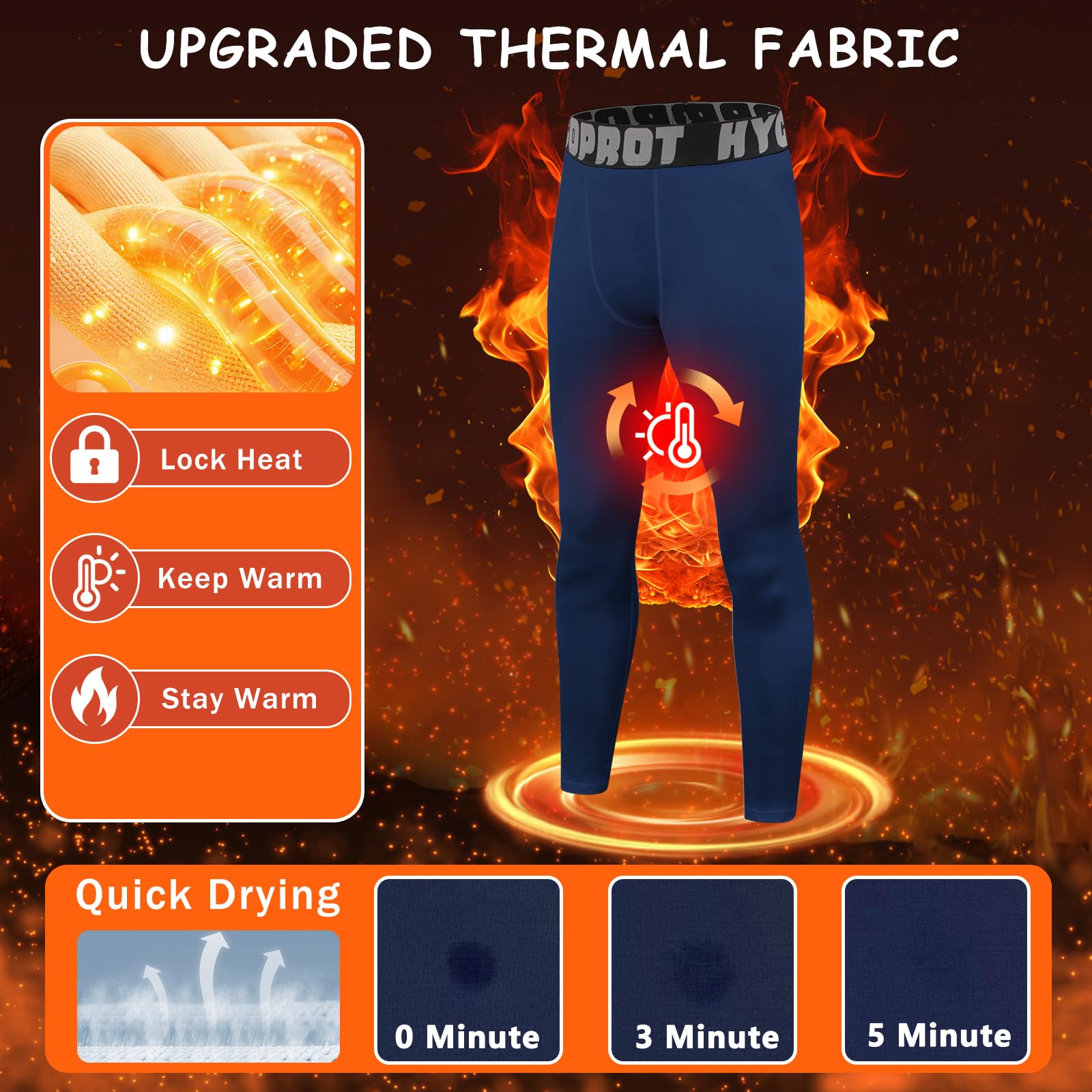 HYCOPROT Pantalones Térmica de Compresión para Niños Tights Leggings con Forro Polar Transpirable Niños Mallas Térmicos de Compresión de Secado Rápido Ropa Interior para Correr Fútbol y Baloncesto