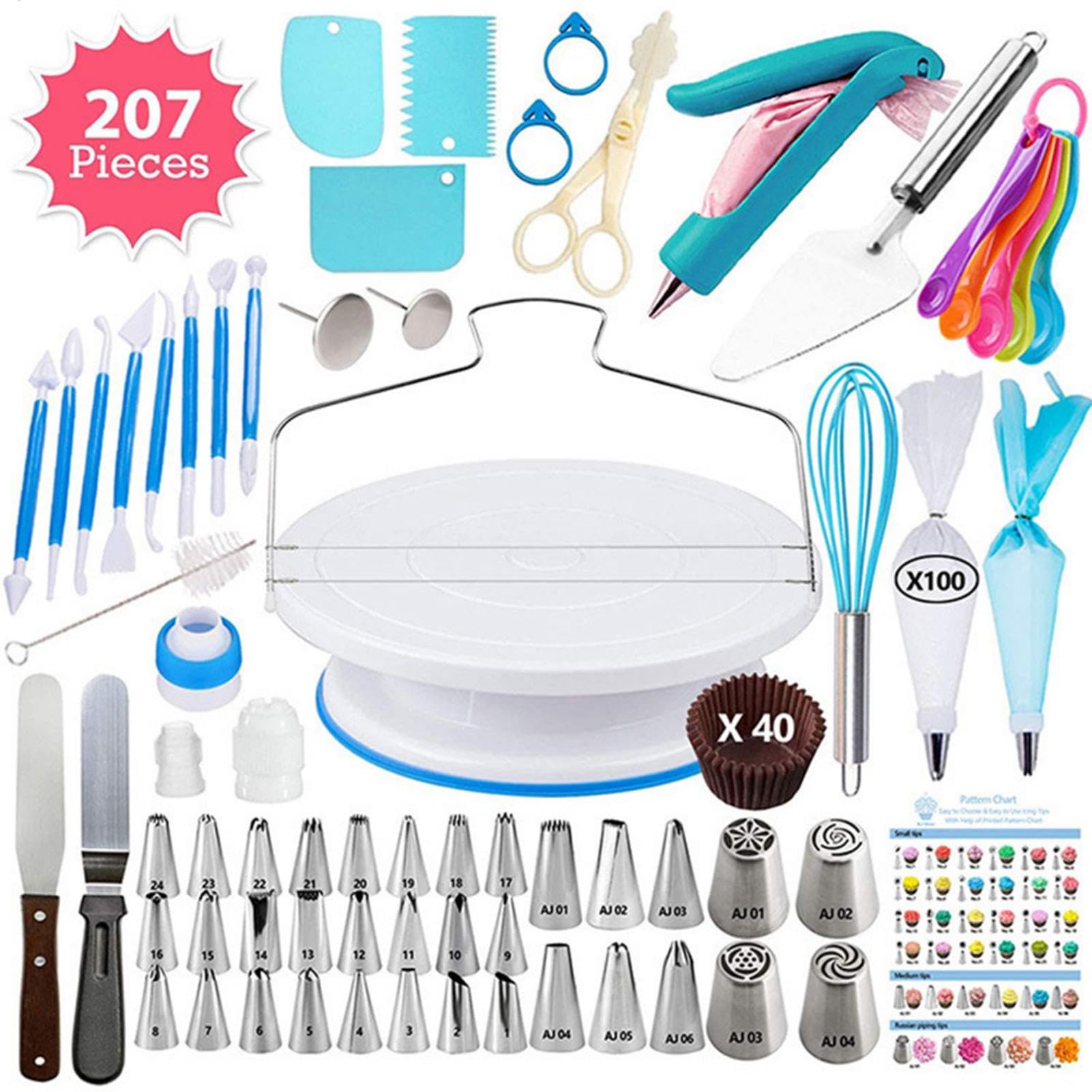 Juego de decoración de pasteles - juego, principiante | Accesorios para | hornear con un pastel sin braguitas, bolsas rociadoras
