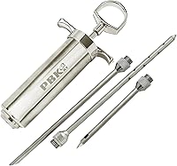 PBKay Heavy Duty 304 Stainless Steel Meat Injector - Marinade Syringe with 3 Needles for Tough Cuts [2025 Upgrade]