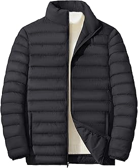 Men's Puffer Jackets Lightweight Warm Winter Coat Water-Repellent Windbreaker Insulated Quilted Packable Jacket