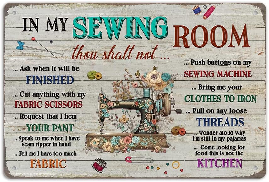 N NAMESISS All Over Printed, Sewing Rules Metal Sign, In My