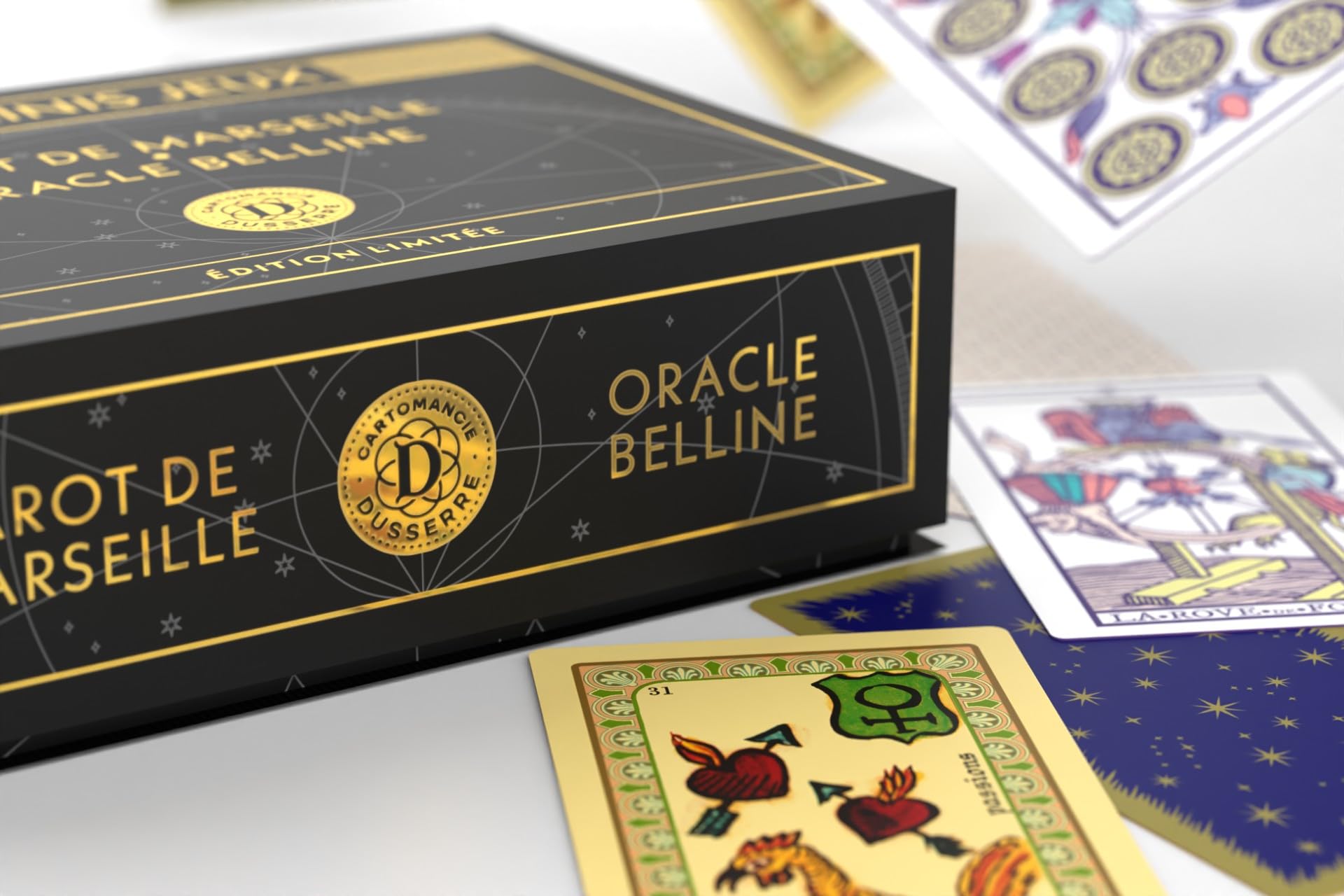Dusserre – Minis Tarot-Spiele Marseiller & Oracle Belline | Sammelbox Cartomancie | Limitierte Edition | Orakel und Tarot Wahrsagerei | Hartschale
