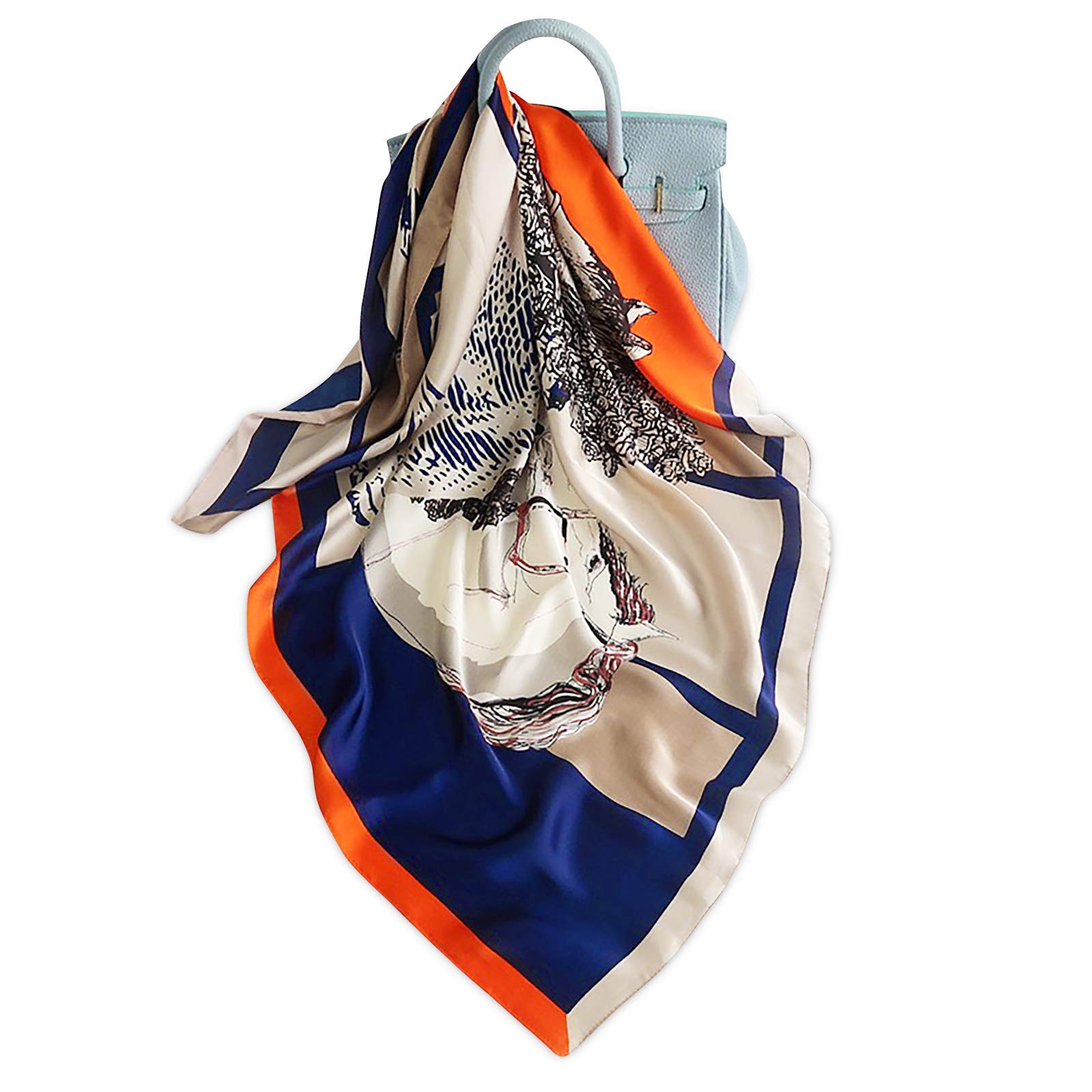 LumiSyne Women's Silk Scarves Animal Print Scarf Leopard Peacock Horse Print Long Shawl Warm Wrap Sunscreen Shawl All Season