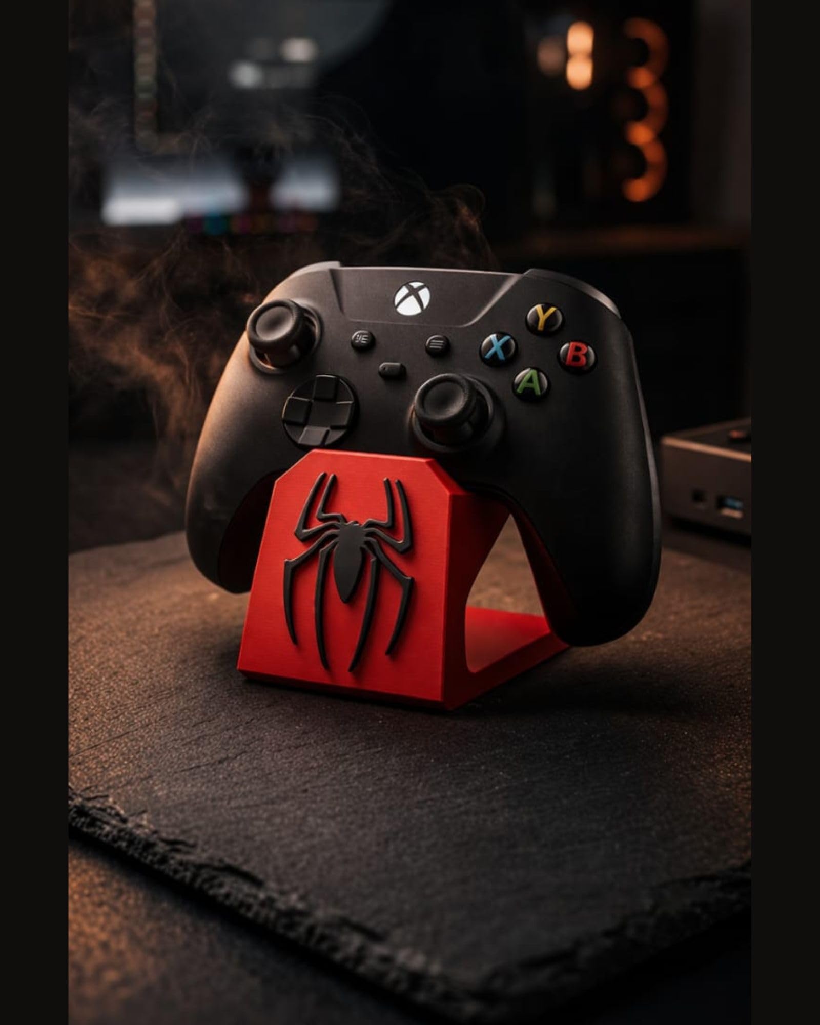 Gaming Controller Stand – Universal Display Holder for PS5, Xbox & Switch Controllers | Spider-Themed LED Design | Anti-Slip Base | Desk Organizer for Gamers (RED-Black)-picture-15